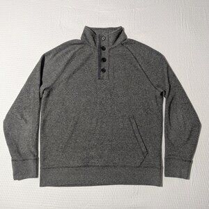 Banana Republic "Quarter Button Up" Grey Wool Sweater (Large)  Great Condition!